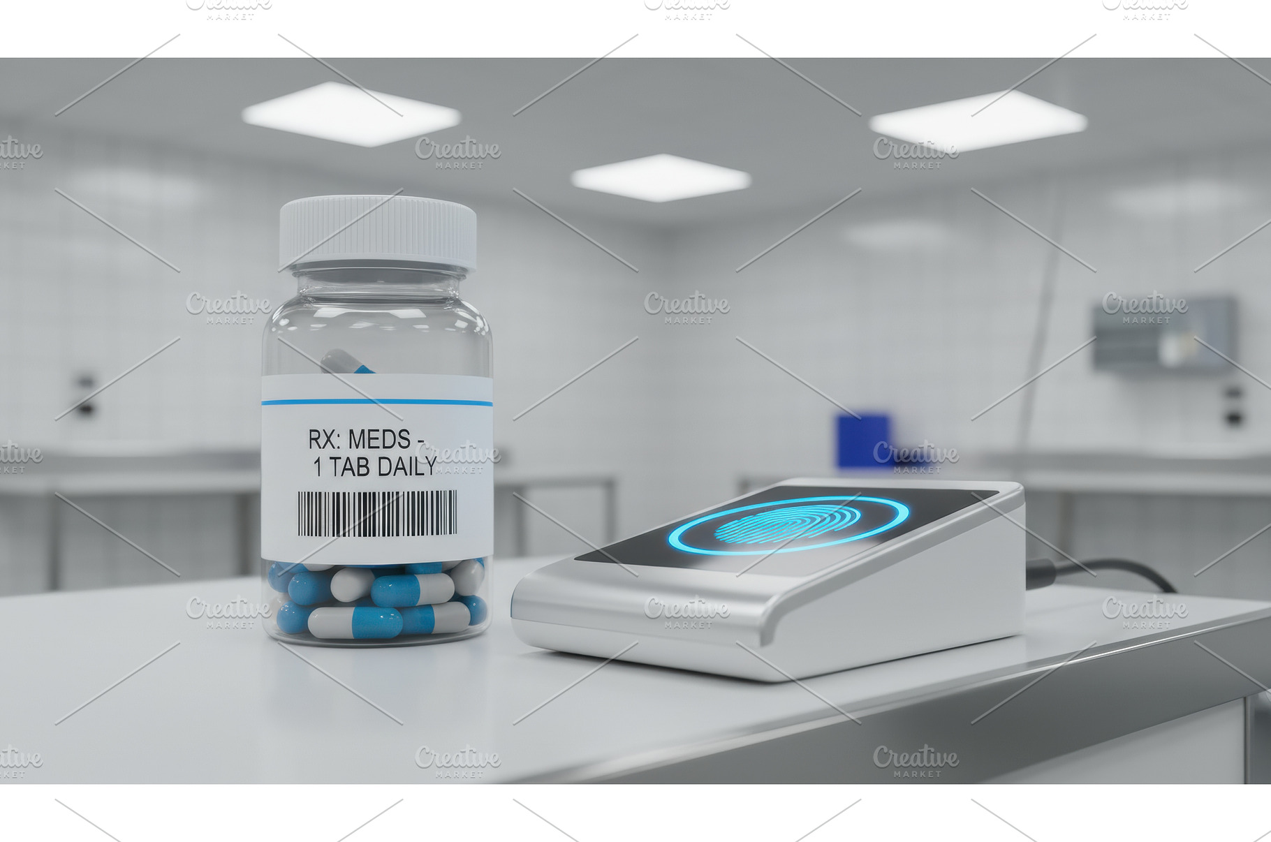 Pharmaceutical bottle of blue and, a Health & Medical Photo by Igor Tichonow