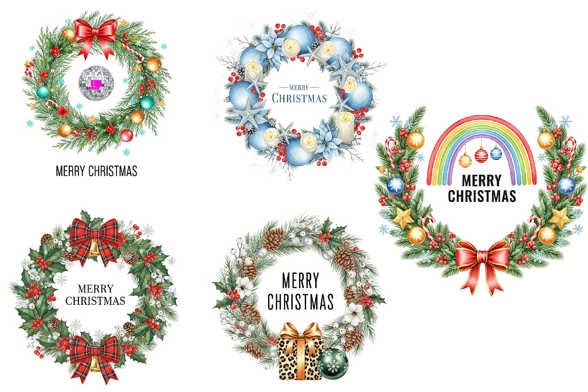 Christmas Wreath PNG  Bundle, an Illustration by DreamArtGraphic (Photo 5 of 5)
