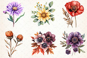 Watercolor Autumn Flower Clipart, an Illustration by Libby Wishes (Thumbnail 2 of 5)