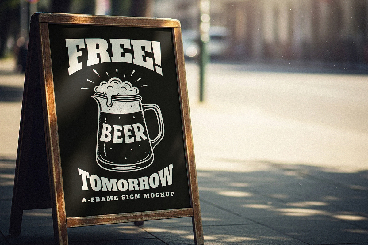 A Frame Sign Mockup, an Advertising Mockup by Designer Dude (Photo 1 of 2)