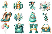 Teal Birthday Sublimation Clipart, an Illustration by Designworld (Thumbnail 2 of 5)
