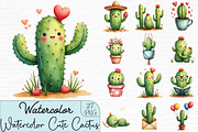 Watercolor Cute Cactus Clipart, an Illustration by CrexoraLab (Thumbnail 1 of 4)
