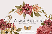 Fall Clipart Dahlia Flowers, an Illustration by WatercolorWind (Thumbnail 1 of 11)
