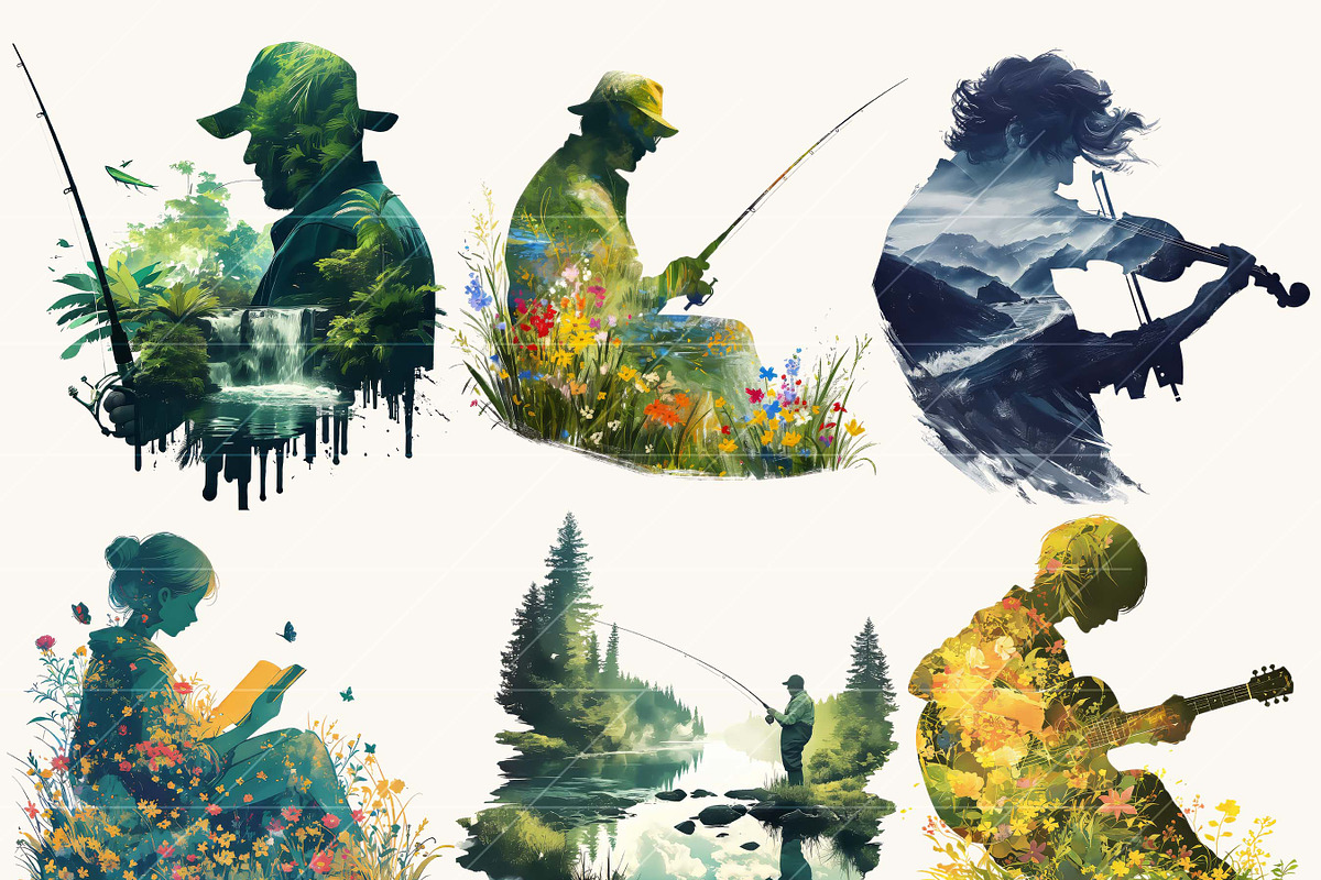Watercolor Silhouette Clipart Bundle, a Person Illustration by Design Scotch (Photo 2 of 7)