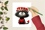 Whimsical Valentine Cats Clipart, an Illustration by Design Market (Thumbnail 5 of 5)