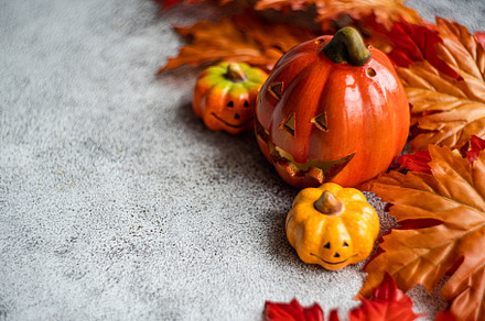 Autumnal frame on concrete background, a Holiday Photo by Anna Bogush
