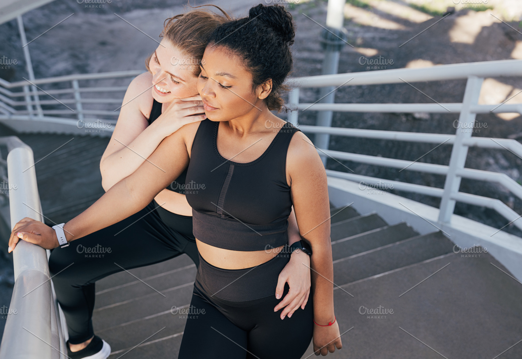 Two female friends in black fitness, a Sports & Recreation Photo by Artem Varnitsin