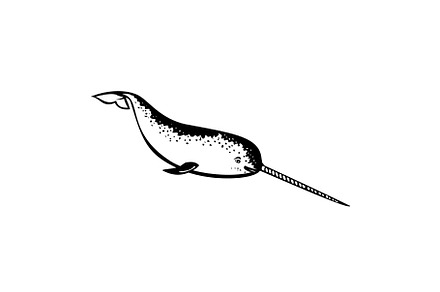 Narwhal Whale Diving Retro Mascot