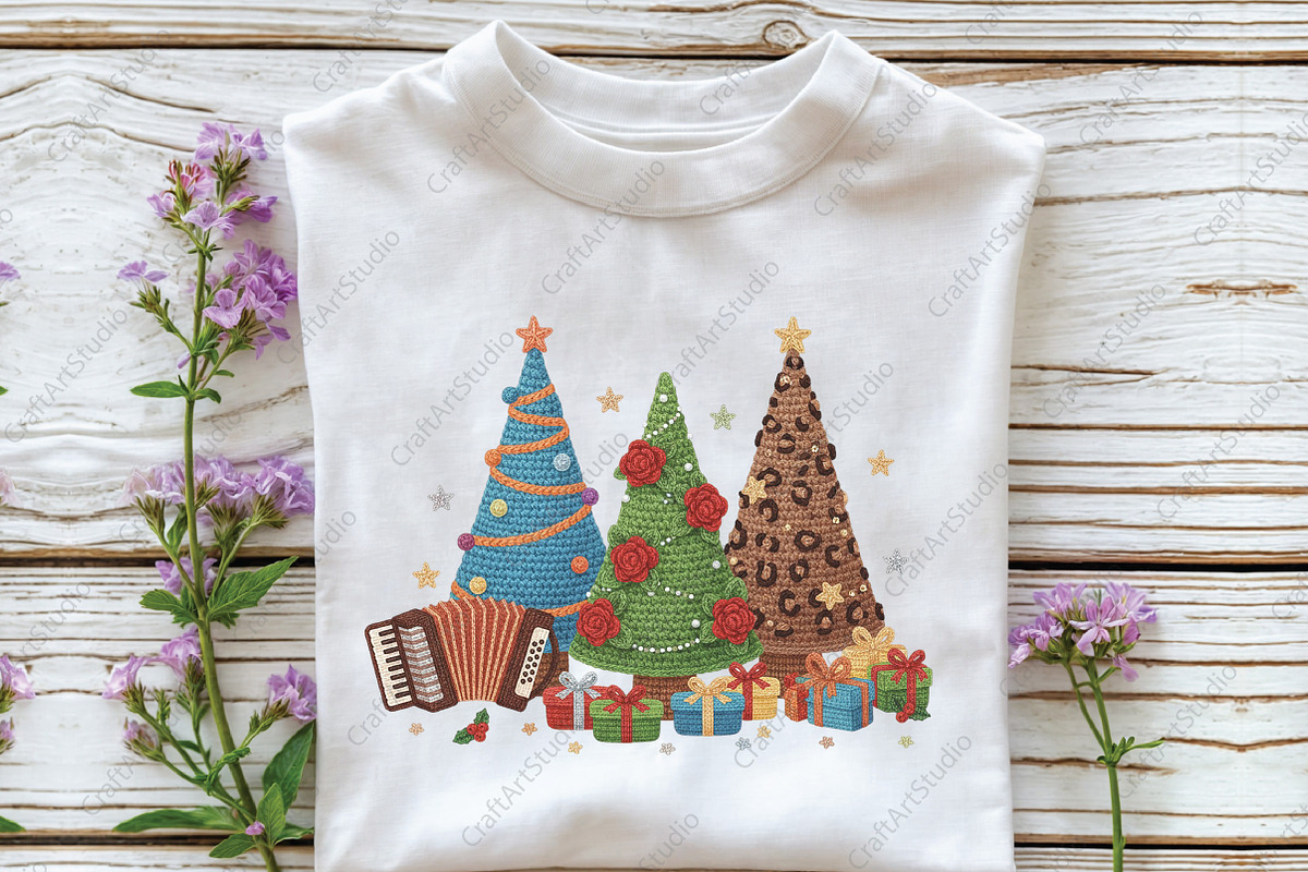 Christmas Trees Faux Yarn PNG, an Illustration by CraftArtStudio (Photo 2 of 4)
