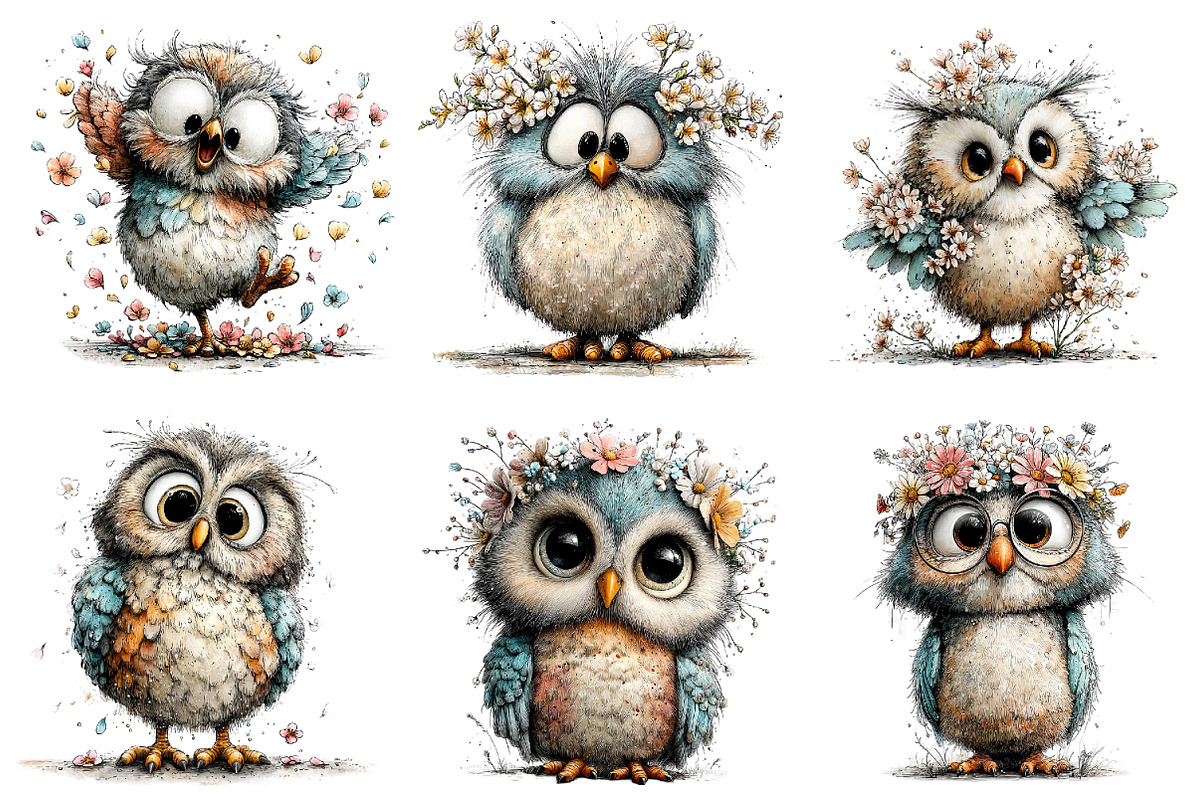 Whimsical Spring Owl Clipart, an Illustration by Dream Creation (Photo 6 of 6)