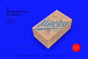 20 Kraft Snack Bars Box Mockup