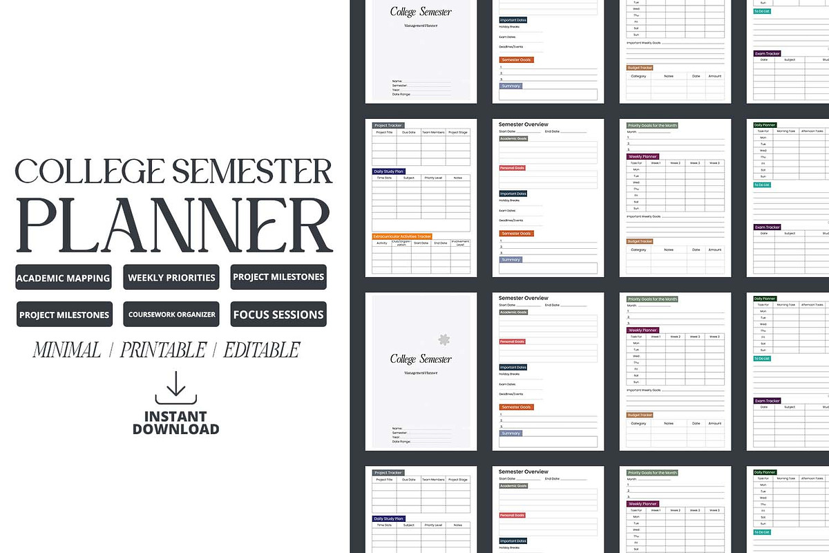 College Semester Planner PDF