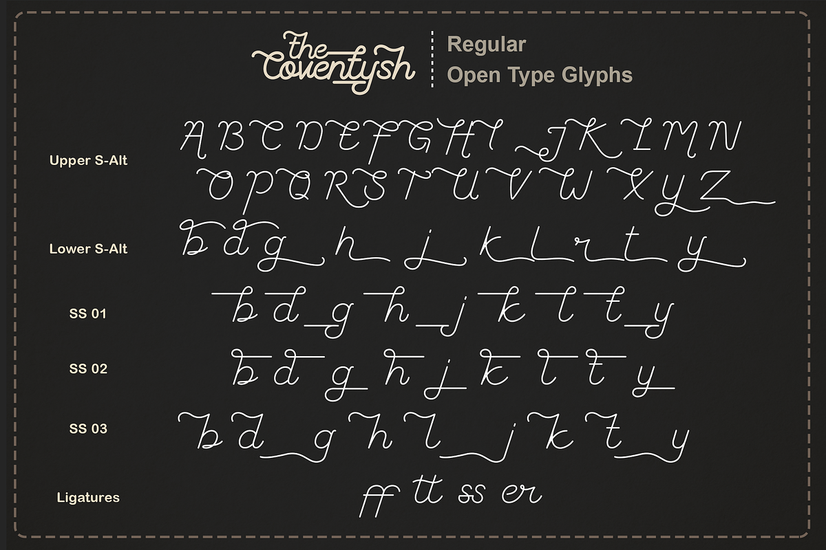 The Coventysh - Monoline Script Font, a Script Font by DiosiArt (Photo 10 of 11)