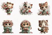 Christmas Cats Clipart Bundle, a Seasonal Illustration by fashionaddict (Thumbnail 3 of 7)