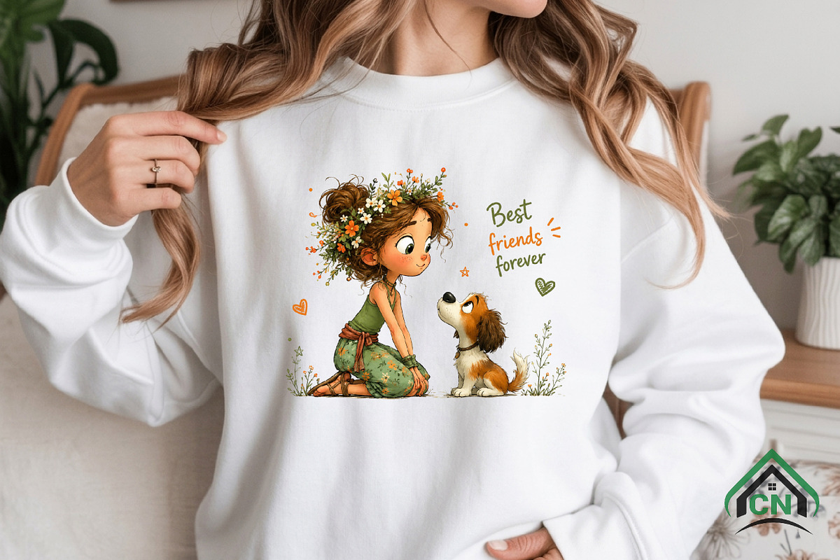 Best Friends Forever Girl and Dog, an Animal Illustration by Craft Nest (Photo 3 of 3)