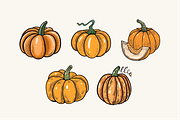 Pumpkin Doodles & Fall Clipart, a Seasonal Illustration by Oktyabr (Thumbnail 2 of 3)