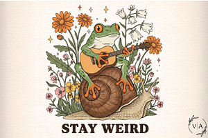 stay weird, witchy frog, gothic frog, an Illustration by Craft Nest