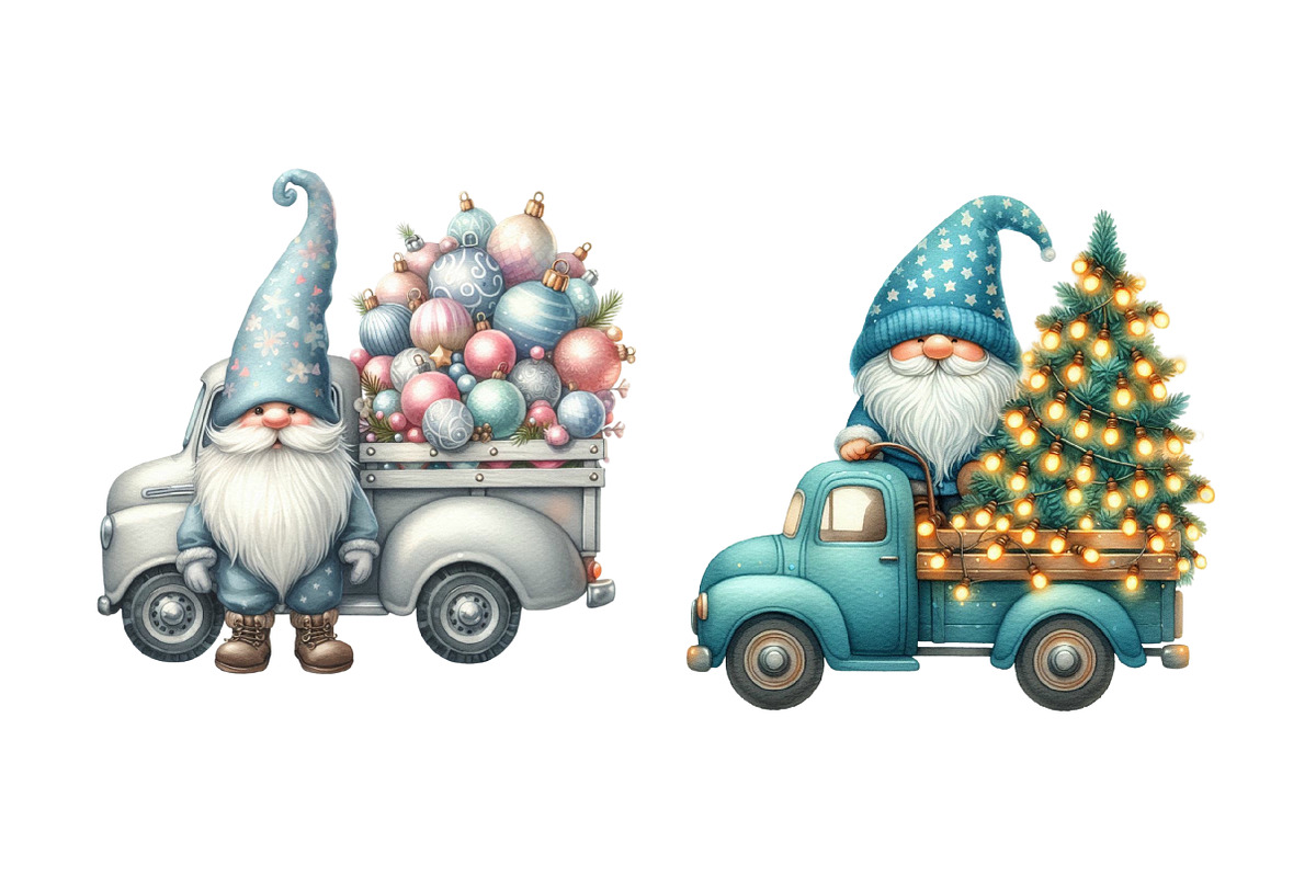 Christmas Gnome and Truck Clipart, an Illustration by Designworld (Photo 4 of 5)