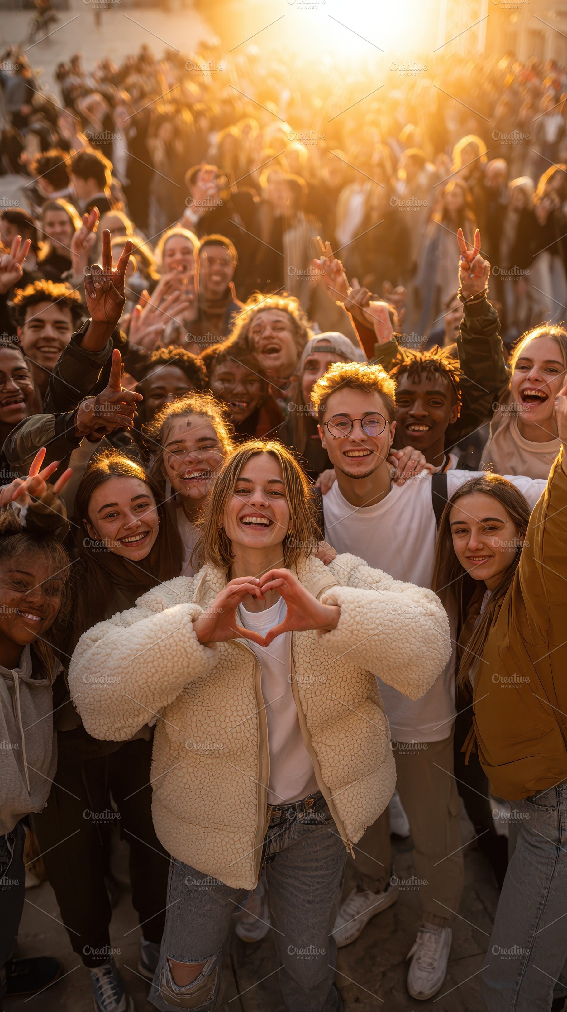 Diverse group of young people smilin, a Photo by Pixeness Studio