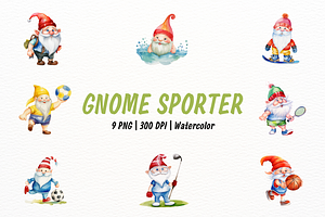 Cute Gnome and Various Sport Clipart, a Person Illustration by New-School-Wave