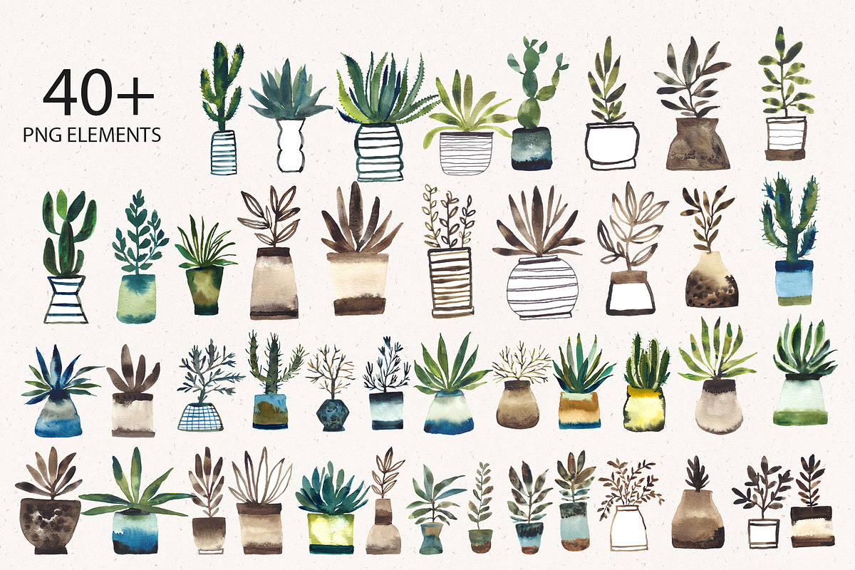 Watercolor Houseplant Collection, an Illustration by Sweet Fig (Photo 3 of 8)