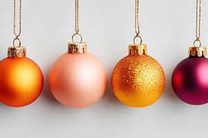 Colorful Christmas ornaments hanging decoratively, a Holiday Photo by AlyaAnd