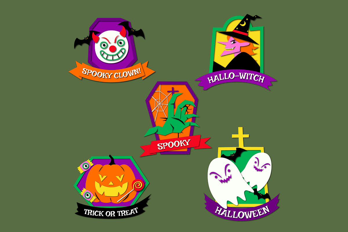 Halloween Badge Asset Illustration, an Illustration by graphicook