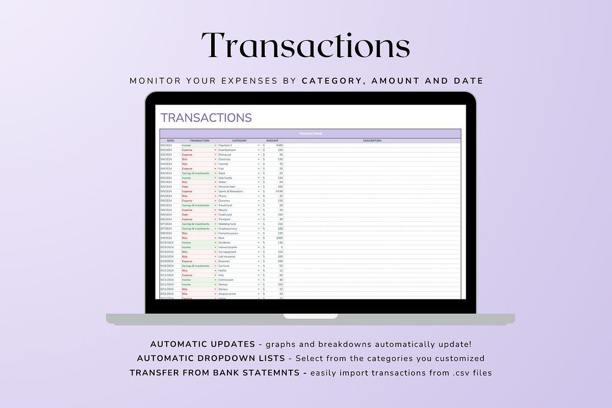 Simple Biweekly Budget - Pastel, a Templates & Theme by The Creative Plans co (Photo 7 of 10)