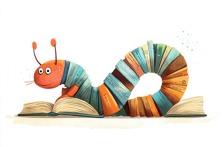 Literary worm wriggles through tales, a Photo by Pavel_design