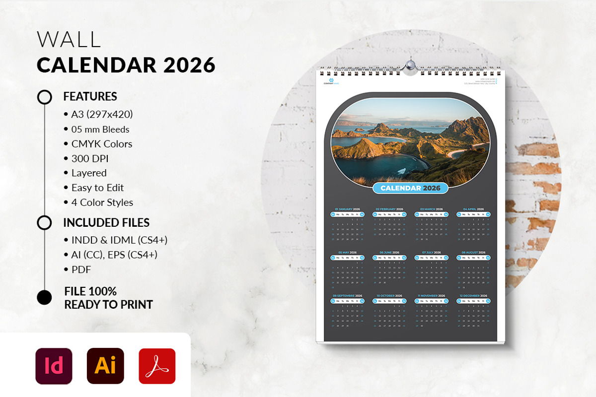 2026 Printable Wall Calendar, a Stationery Template by MstArtwork (Photo 5 of 5)
