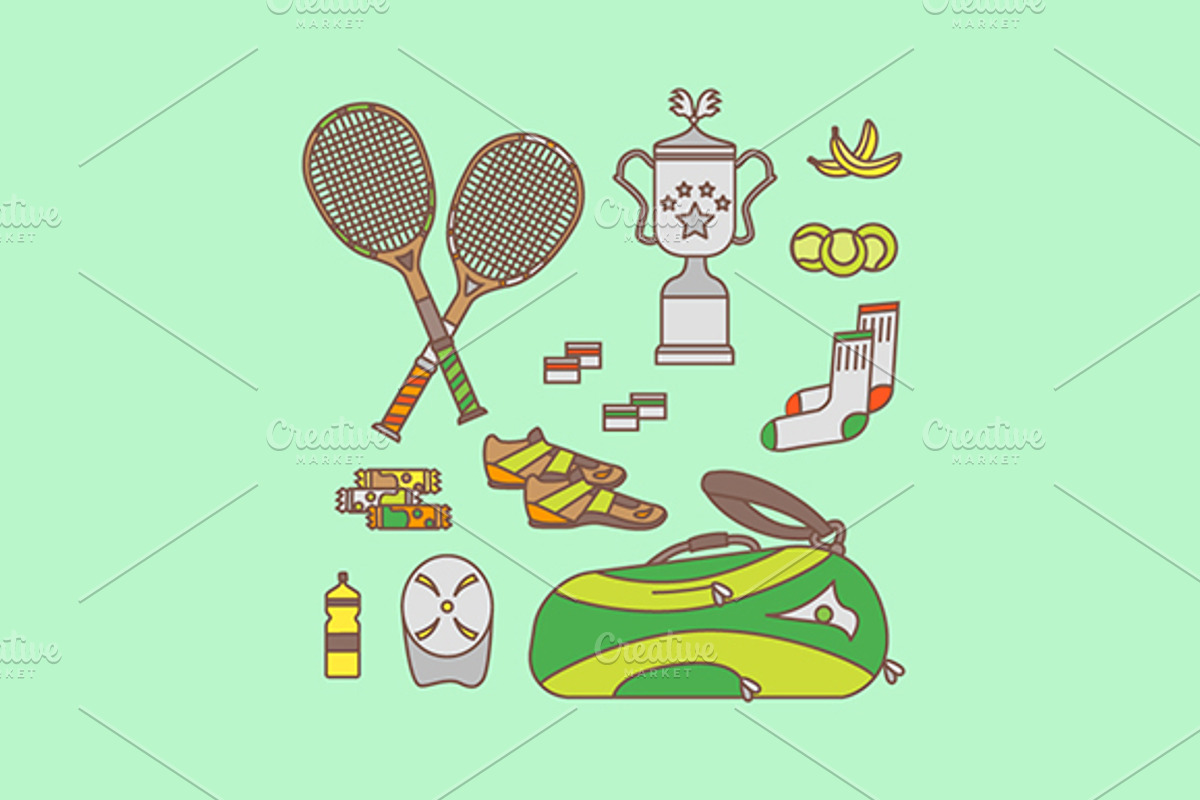 Tennis equipment set, a Food Illustration by MarioMovement