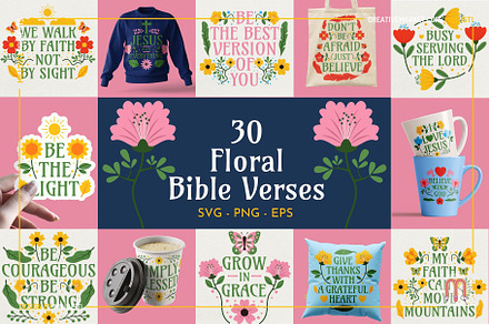 30 Floral Bible Verse SVG EPS Vector