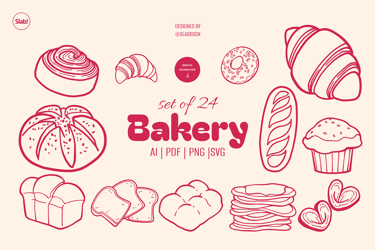 Bakery Hand Drawn Illustration, an Object Graphic by SLAB! Design (Photo 1 of 4)