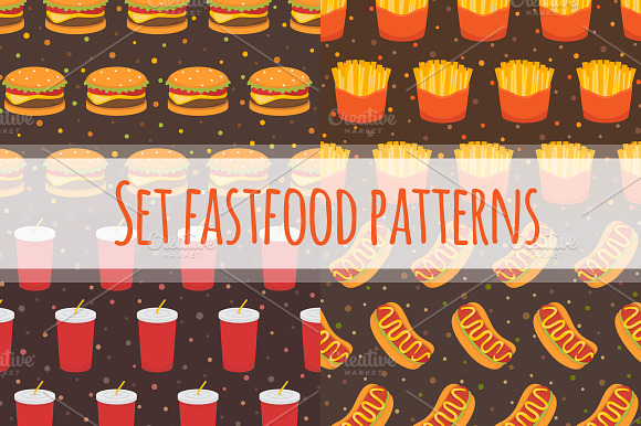 Set fastfood patterns preview 6