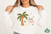 Just Chill Ghost Beach Halloween PNG, a Seasonal Illustration by Craft Nest (Thumbnail 2 of 3)