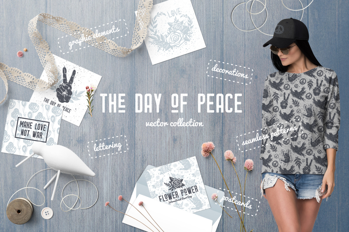 The Day of Peace Vector Collection, a Decorative Illustration by Elena Paletskaya (Photo 1 of 6)