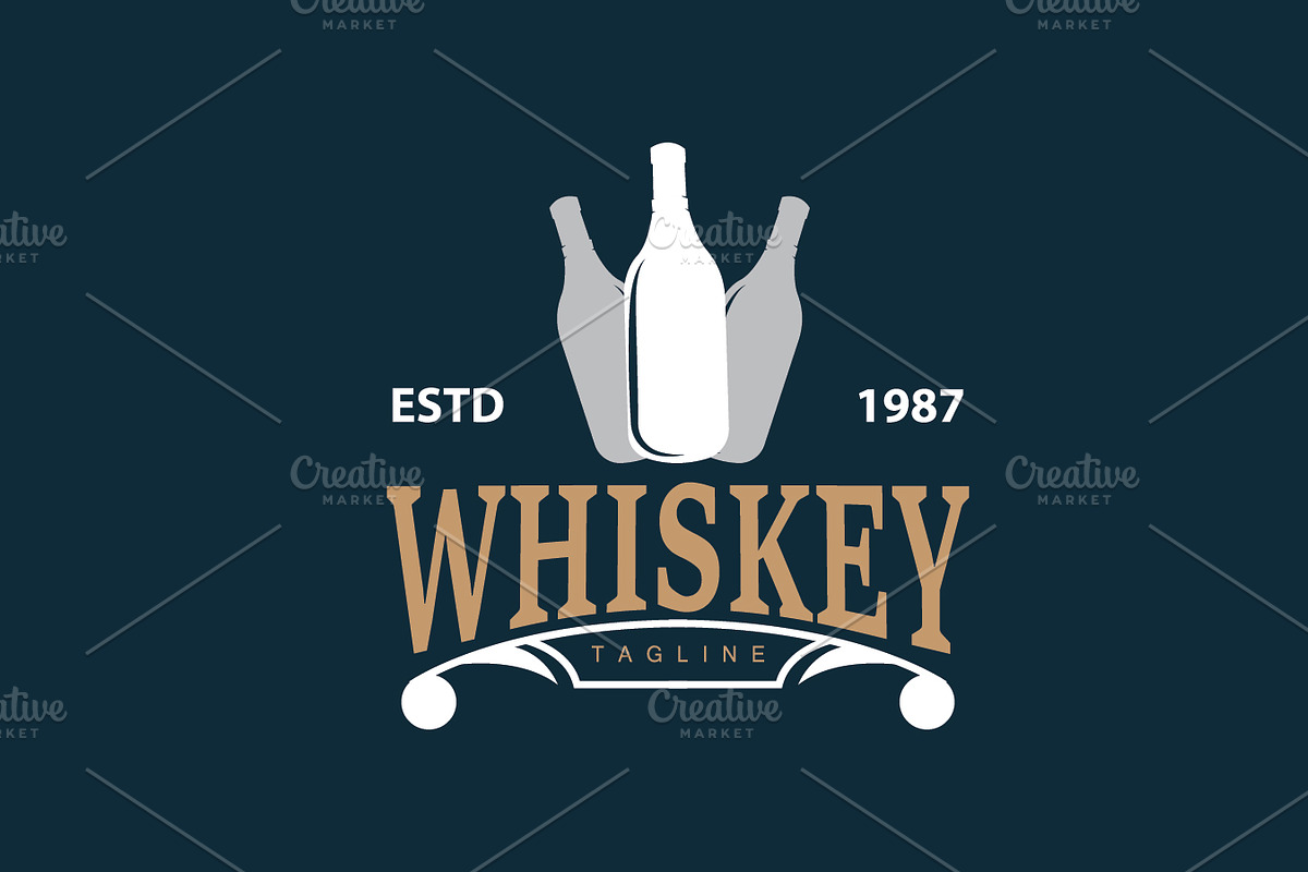 Whiskey Logo Design Old Drink Bottle, a Branding & Logo Template by Maylianaw28