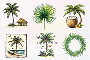 Summer Palm Tree Clipart, an Illustration by CreationArt (Thumbnail 3 of 5)
