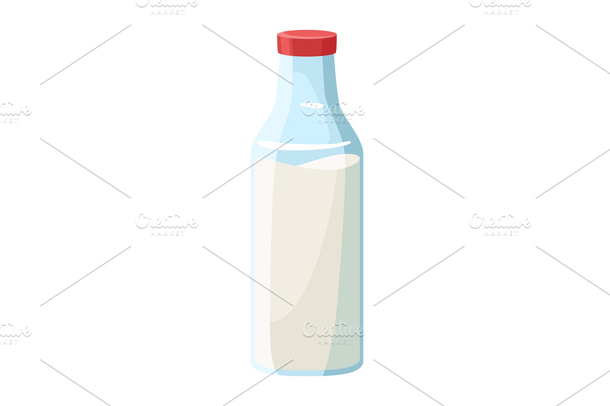 There is a bottle of milk that has a, an Object Illustration by the8monkey