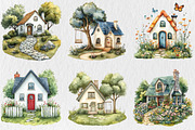 Watercolor Cute House Clipart, an Illustration by Rose Art (Thumbnail 4 of 4)