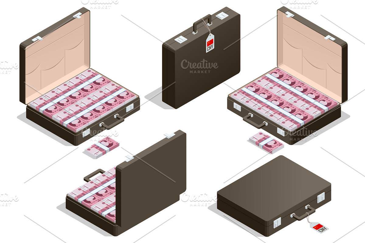 Chinese yuan. Isometric vector of, a Finance Illustration by Golden Sikorka