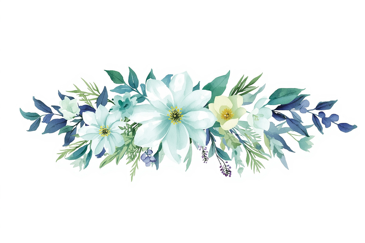 Elegant Blue Floral Clipart, an Illustration by jahid234 (Photo 8 of 11)