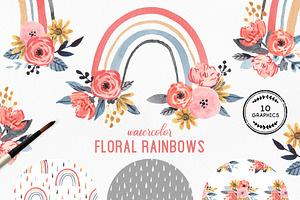 Watercolor Floral Rainbows