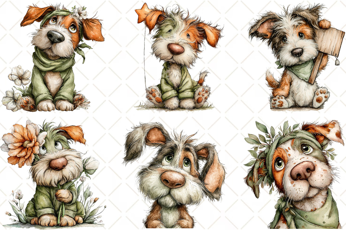 Whimsical Dog Clipart Bundle, an Illustration by Black Bird Studio (Photo 3 of 6)