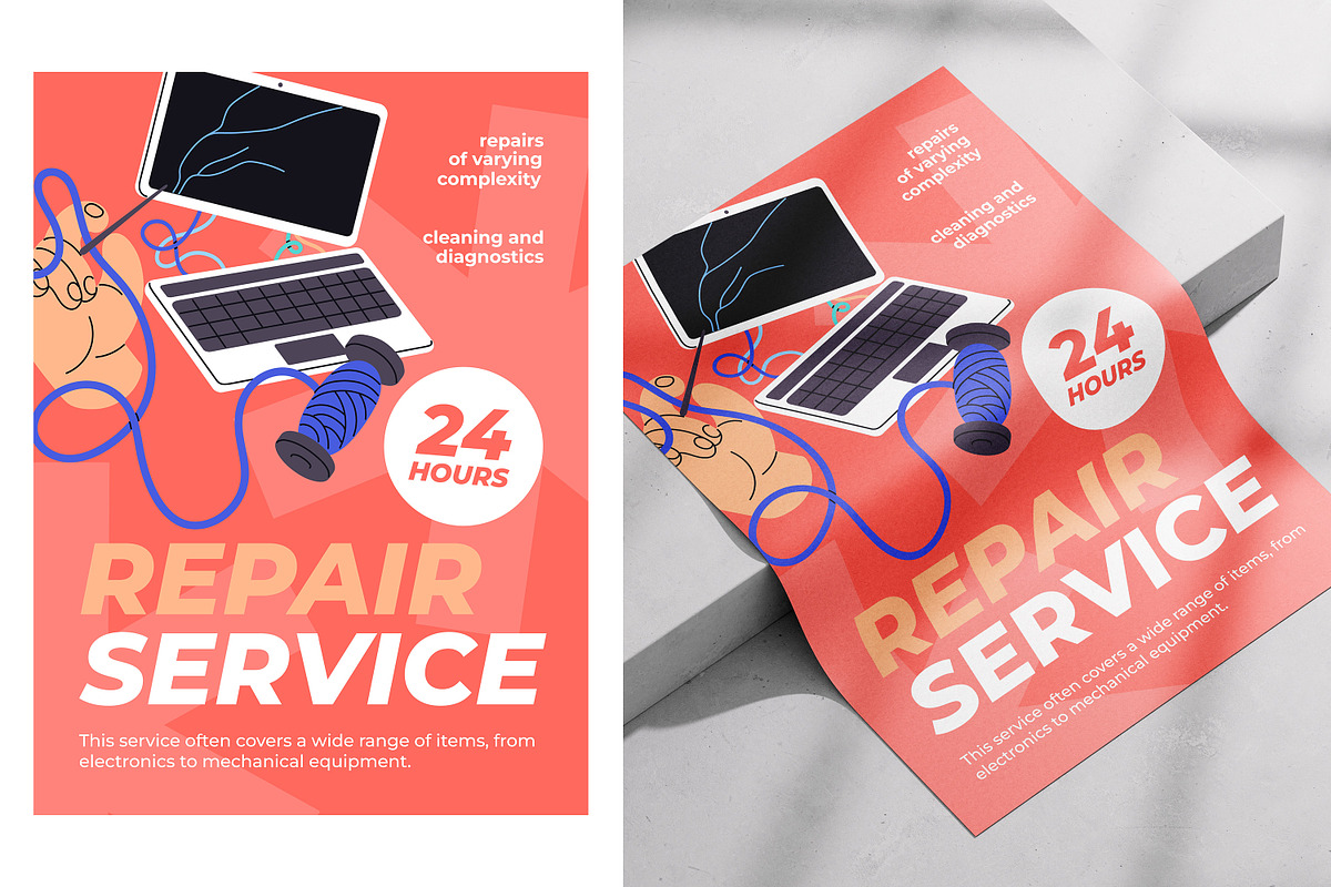 Electronics repair set, ad templates, a Technology Illustration by PaperTrident (Photo 6 of 10)