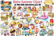 Vintage Retro Summer Clipart, an Illustration by Sublimation Artist (Thumbnail 1 of 6)