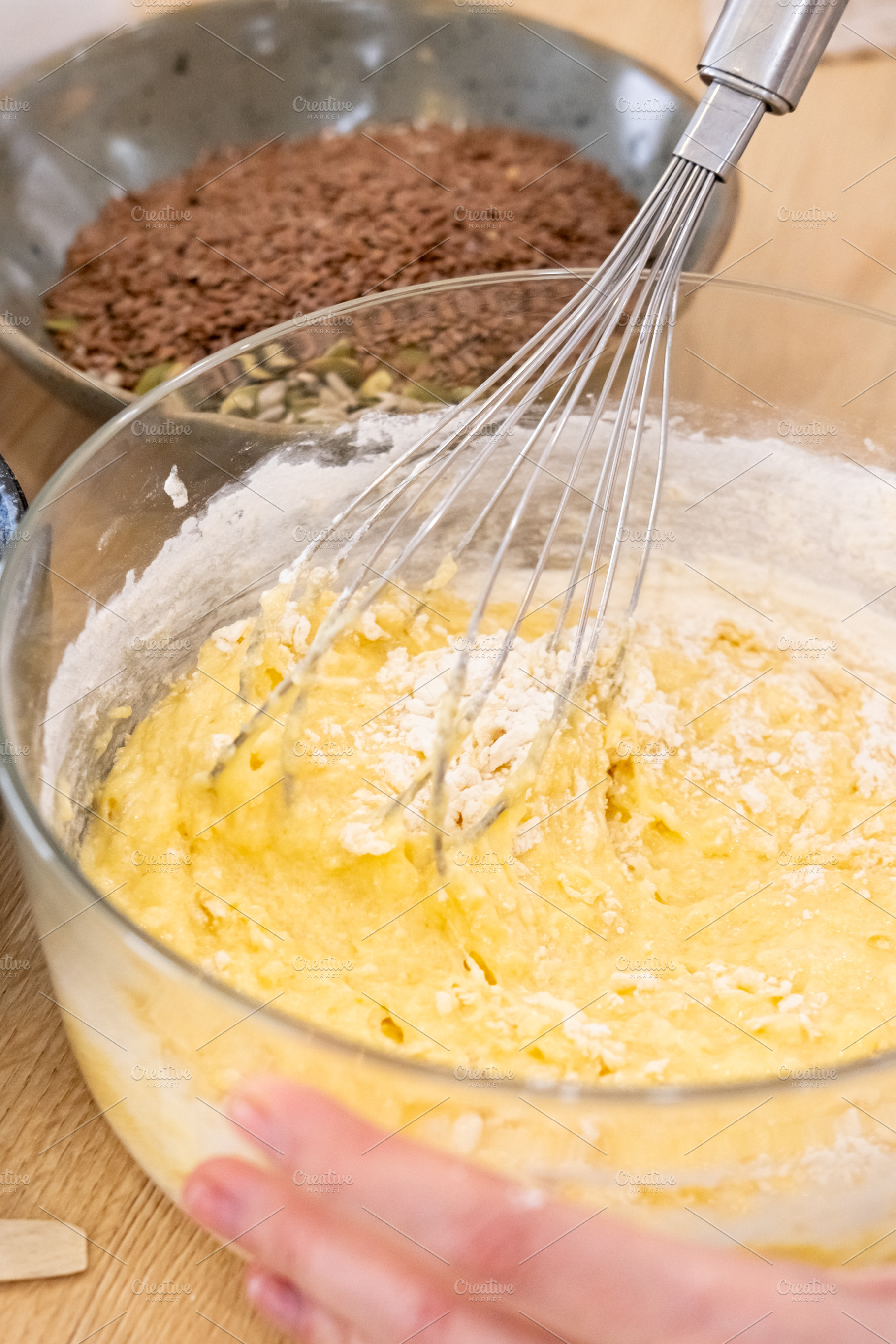 Pastry preparation homemade recipe baker hand bowl, a Food & Drink Photo by Photo Drive Studio