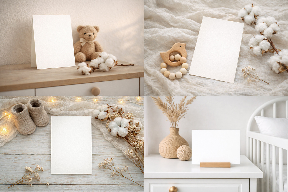 Card Mockups Baby Nursery Shower, a Product Mockup by Alisles (Photo 4 of 12)