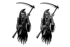 Grim Reaper Skeleton With Scythe