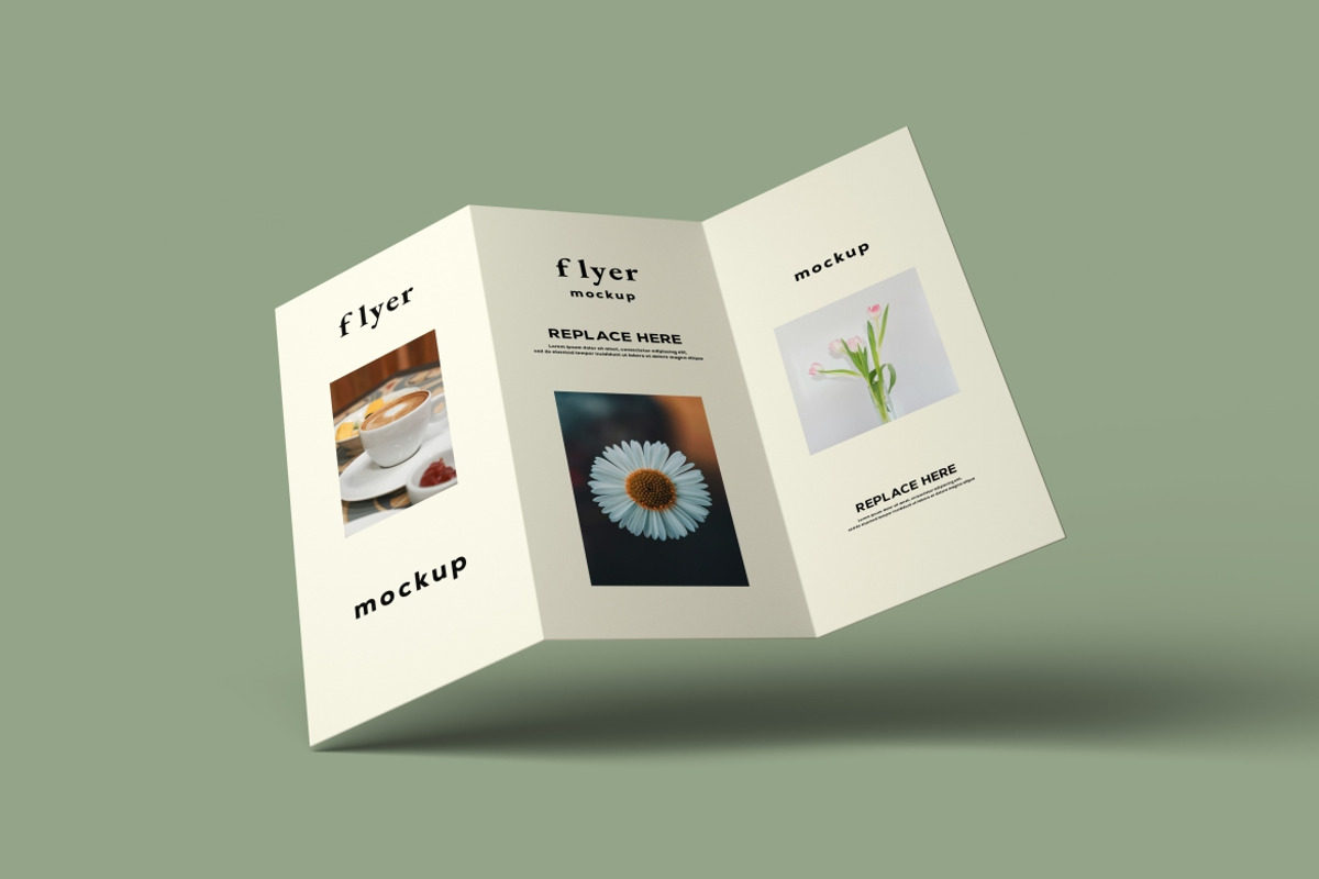High Quality Trifold Brochure Mockup, an Advertising Mockup by LOGTURNAL (Photo 2 of 4)